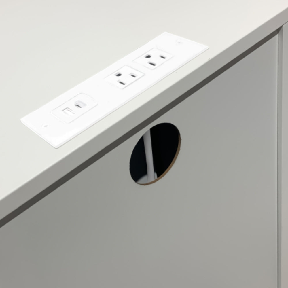 Modern 3 Tier White Drawers Nightstand with Charging Station USB Ports and Power Outlets