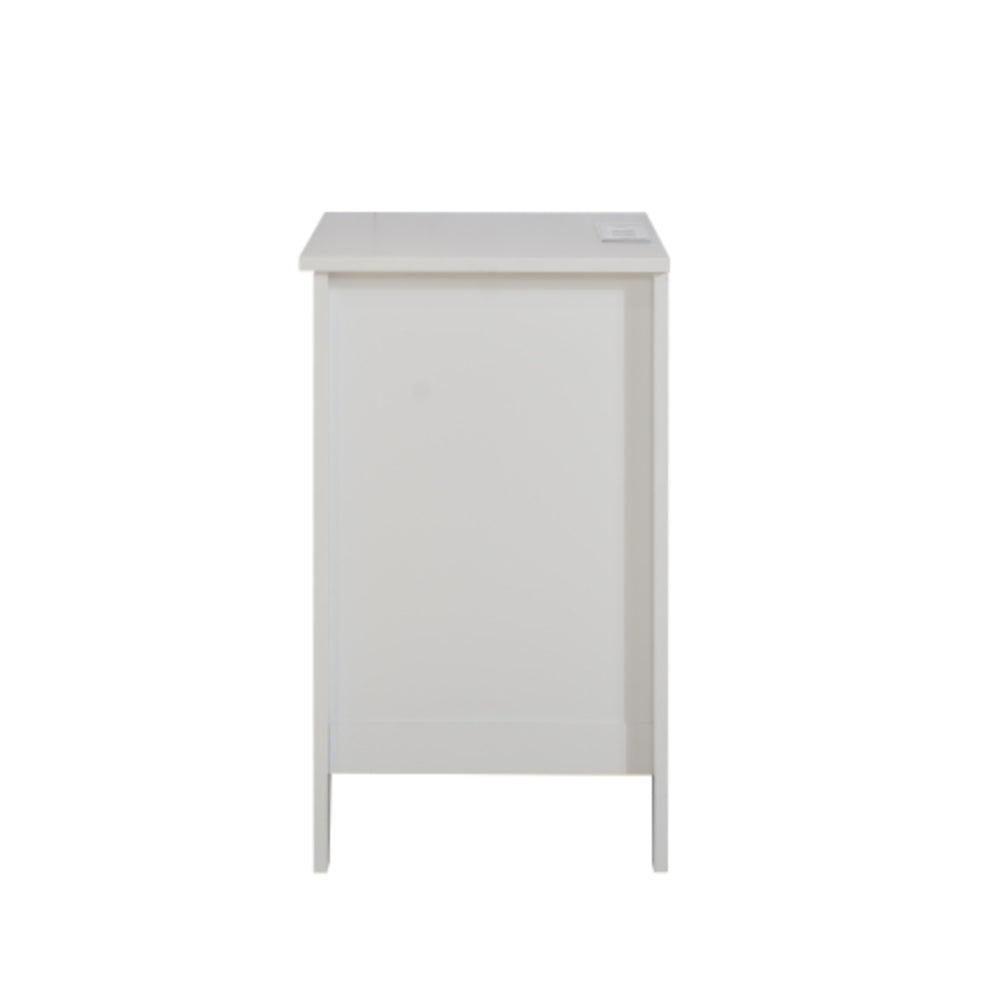 Modern 3 Tier White Drawers Nightstand with Charging Station USB Ports and Power Outlets