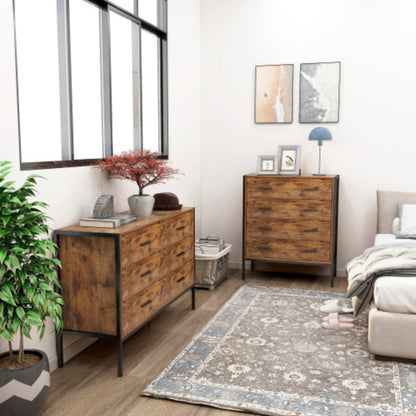 Industrial Style 4 Tier Drawer Dresser with Sturdy Steel Frame