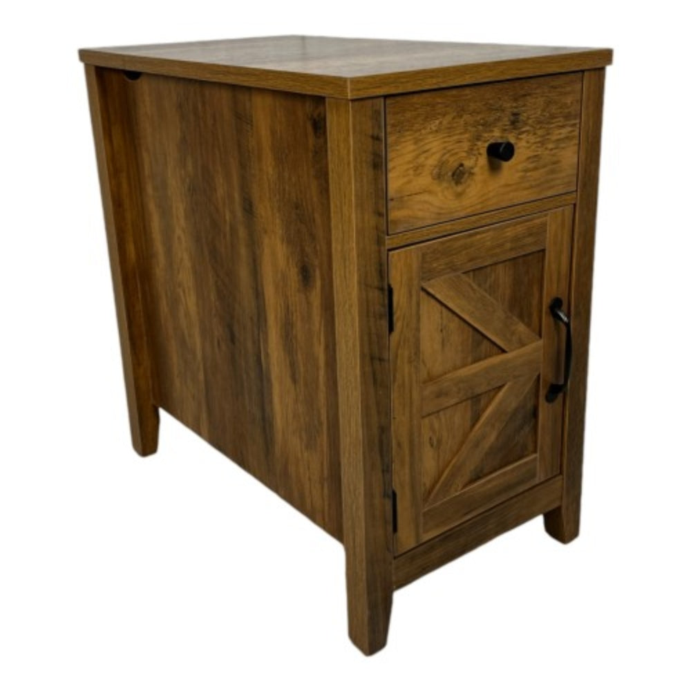 Farmhouse Brown Antique Brown Table with Charging Station