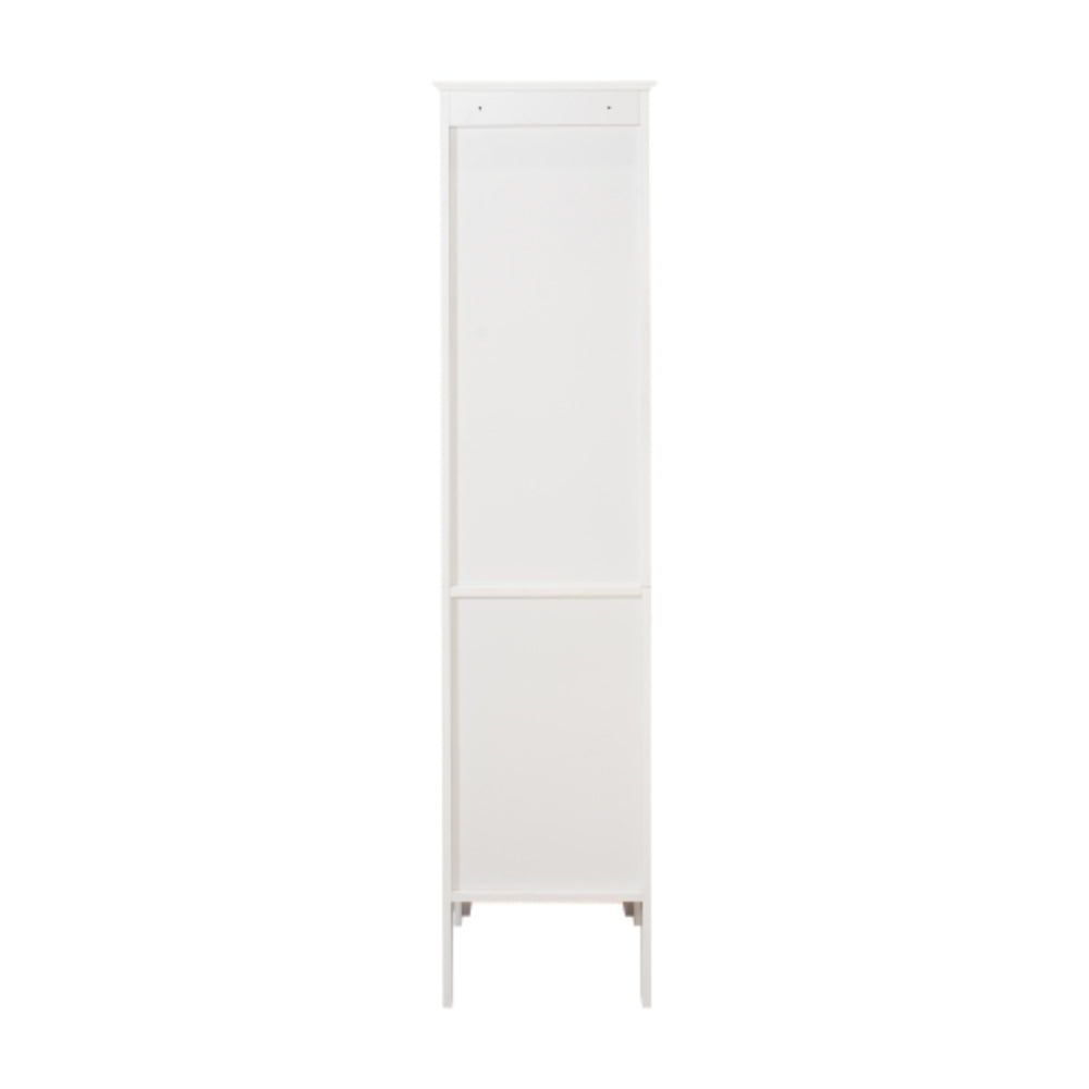 White Tall Narrow Tower Cabinet with 2 Shutter Doors and 5 Tier Shelves