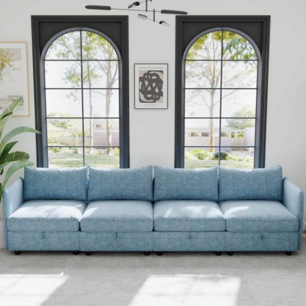 Blue Modular Sofa Side Armrests for Sectional Couch