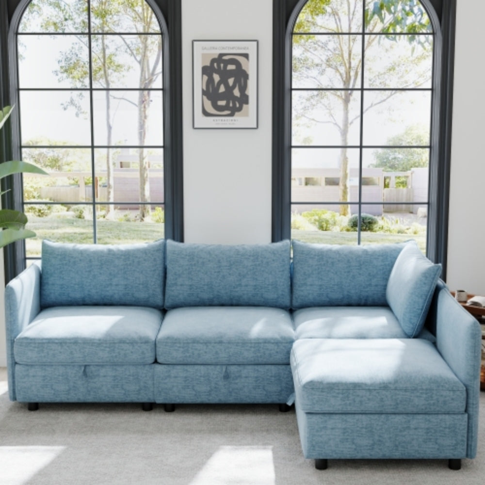 Blue Modular Sofa Side Armrests for Sectional Couch
