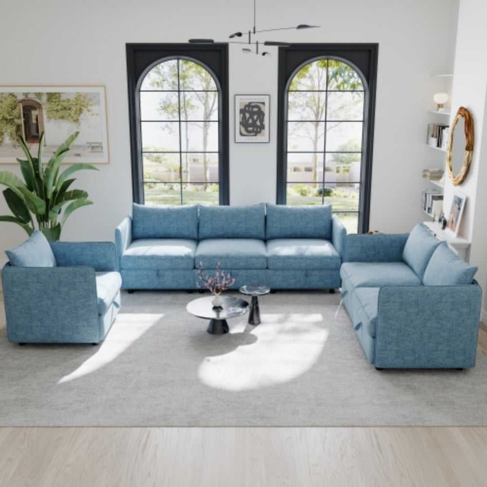 Blue Modular Sofa Side Armrests for Sectional Couch