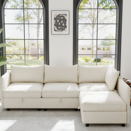 Beige Modular Sofa Side Armrests for Sectional Couch