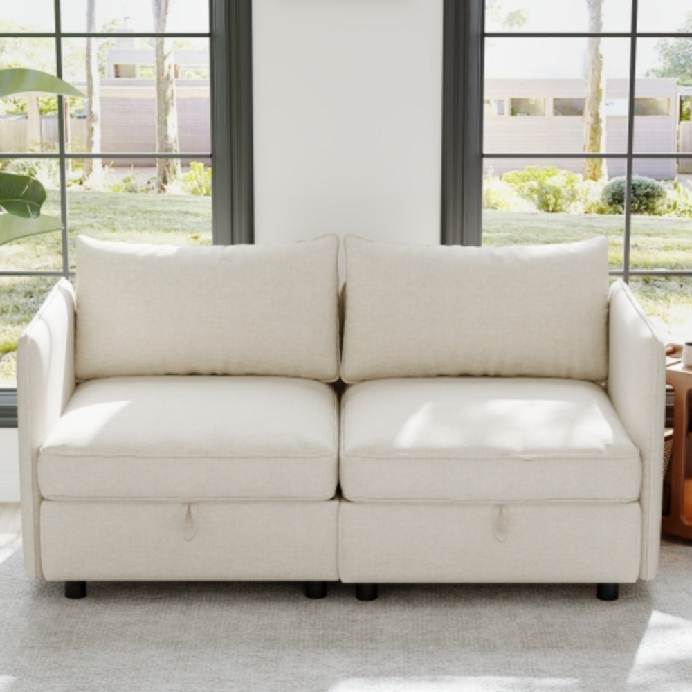 Beige Modular Sofa Side Armrests for Sectional Couch