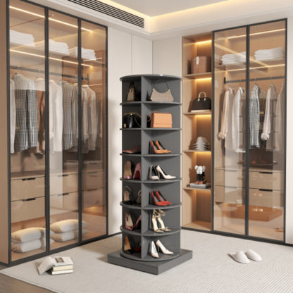 360 Degree Rotating Shoe Cabinet Grey Finish