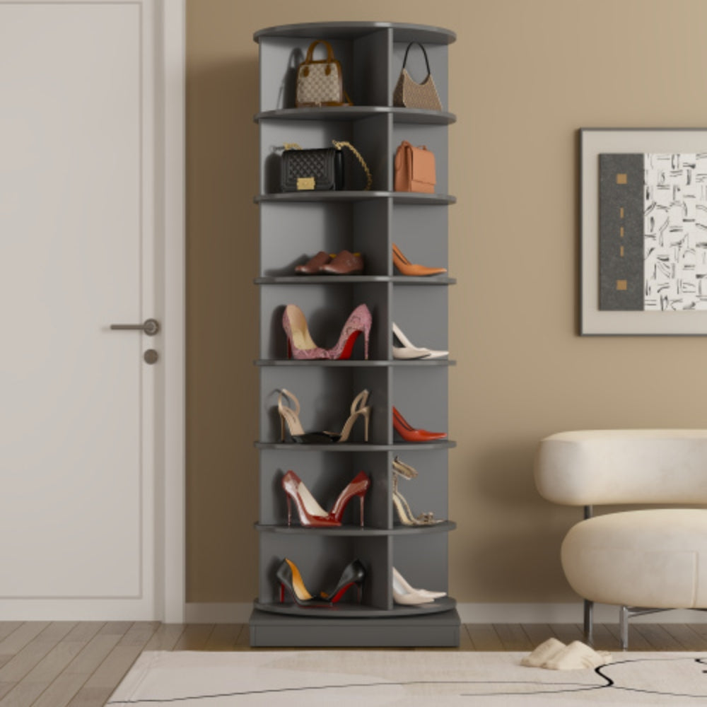 360 Degree Rotating Shoe Cabinet Grey Finish