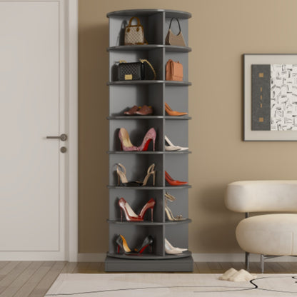 360 Degree Rotating Shoe Cabinet Grey Finish