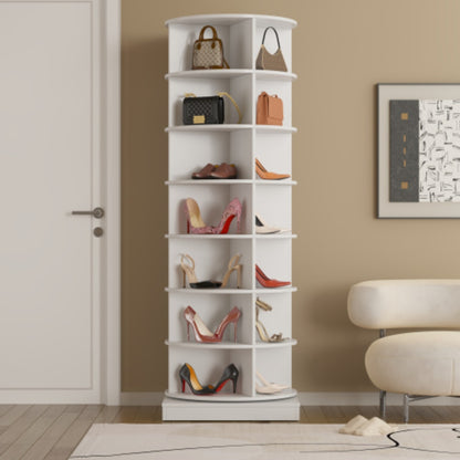 360 Degree White Rotating Shoe Cabinet  with 7 Layers