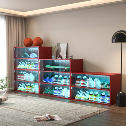Red Glass Door Shoe Box with RGB LED Light