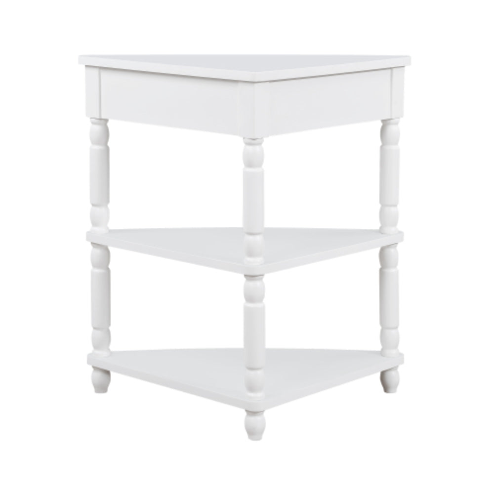 Small Triangle Corner Table 33.8 inches in Milk White Finish