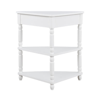 Small Triangle Corner Table 33.8 inches in Milk White Finish