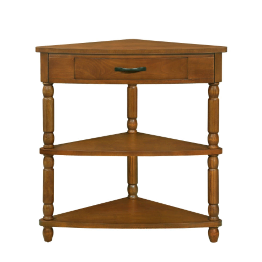 Small Triangle Corner Table 33.8 inches in Brown Finish