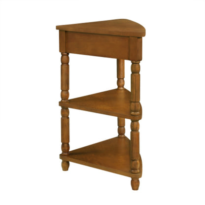 Small Triangle Corner Table 33.8 inches in Brown Finish