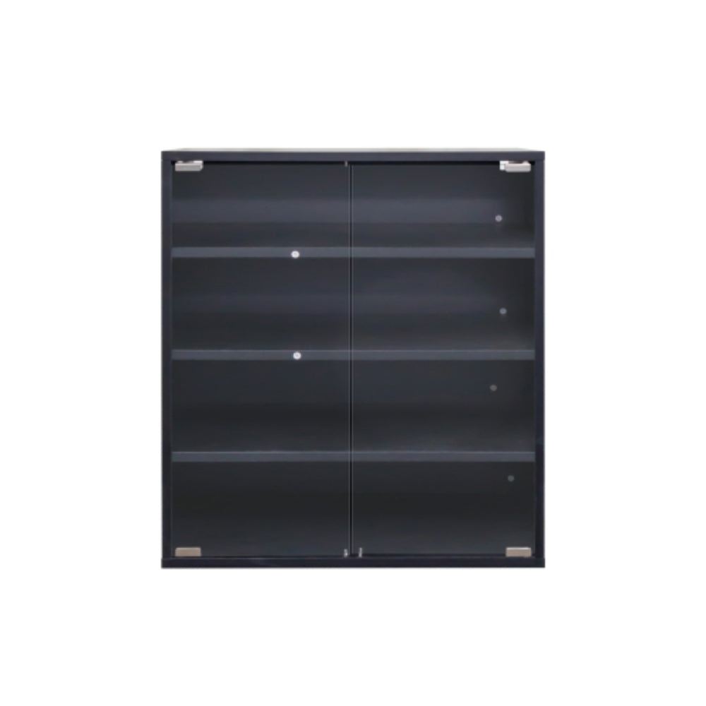 4 Tier RGB LED Shoe Box with Glass Door in Black