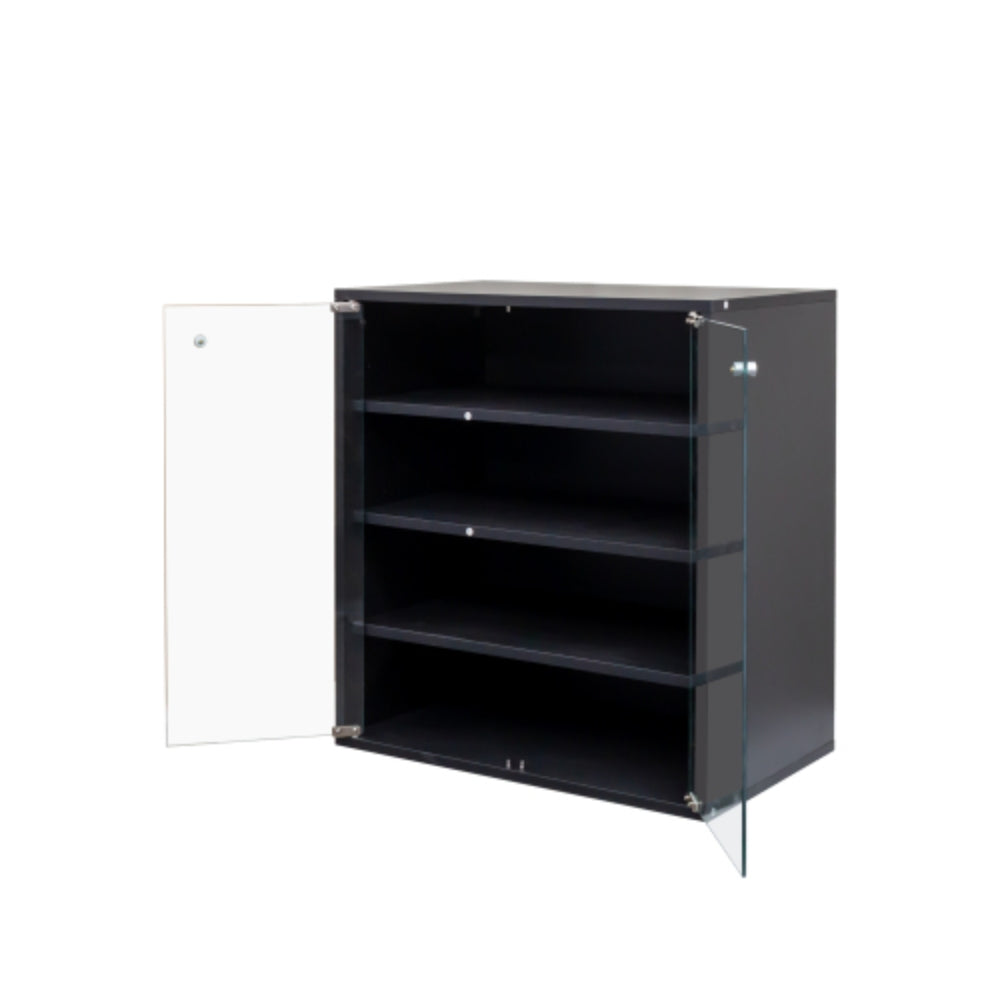 4 Tier RGB LED Shoe Box with Glass Door in Black