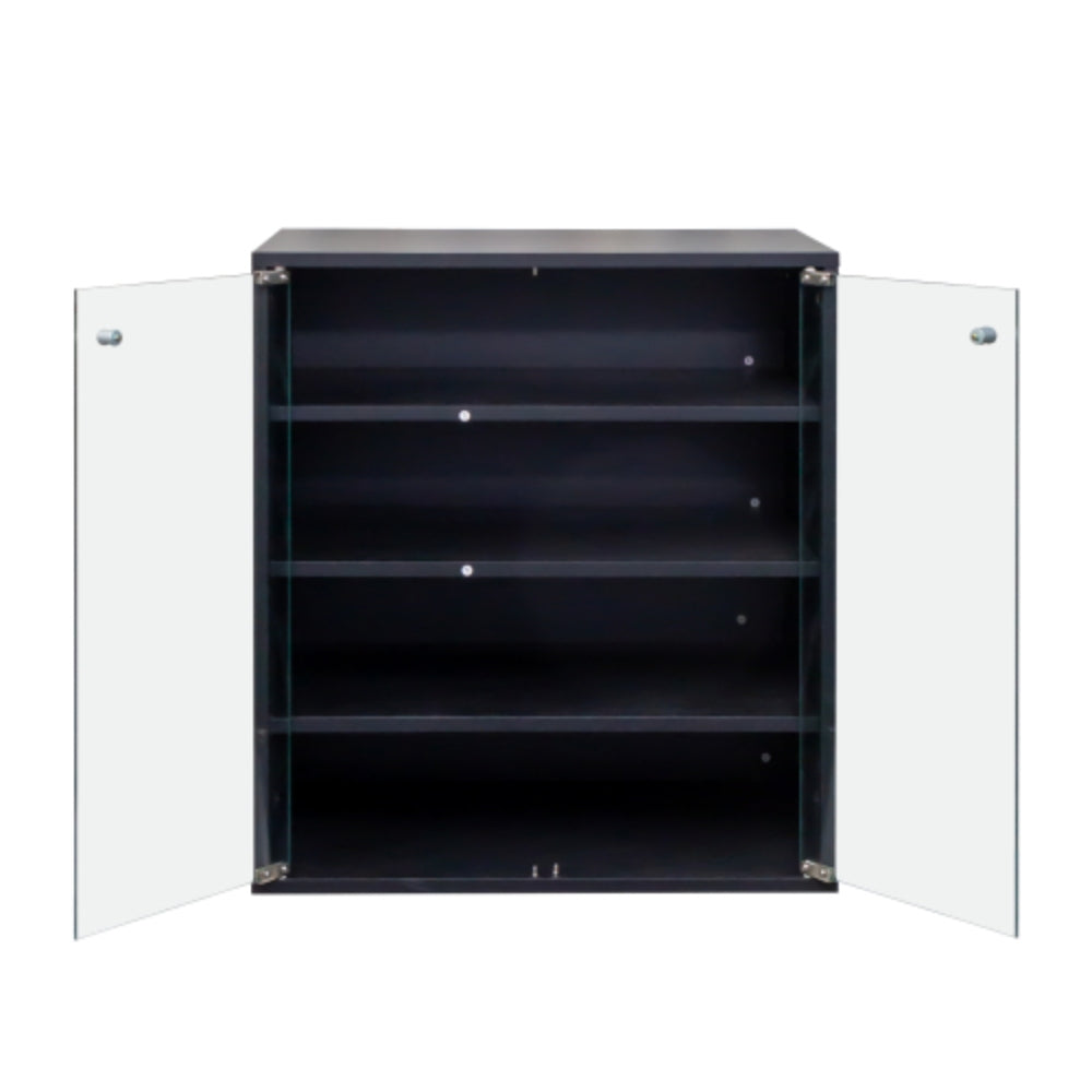 4 Tier RGB LED Shoe Box with Glass Door in Black