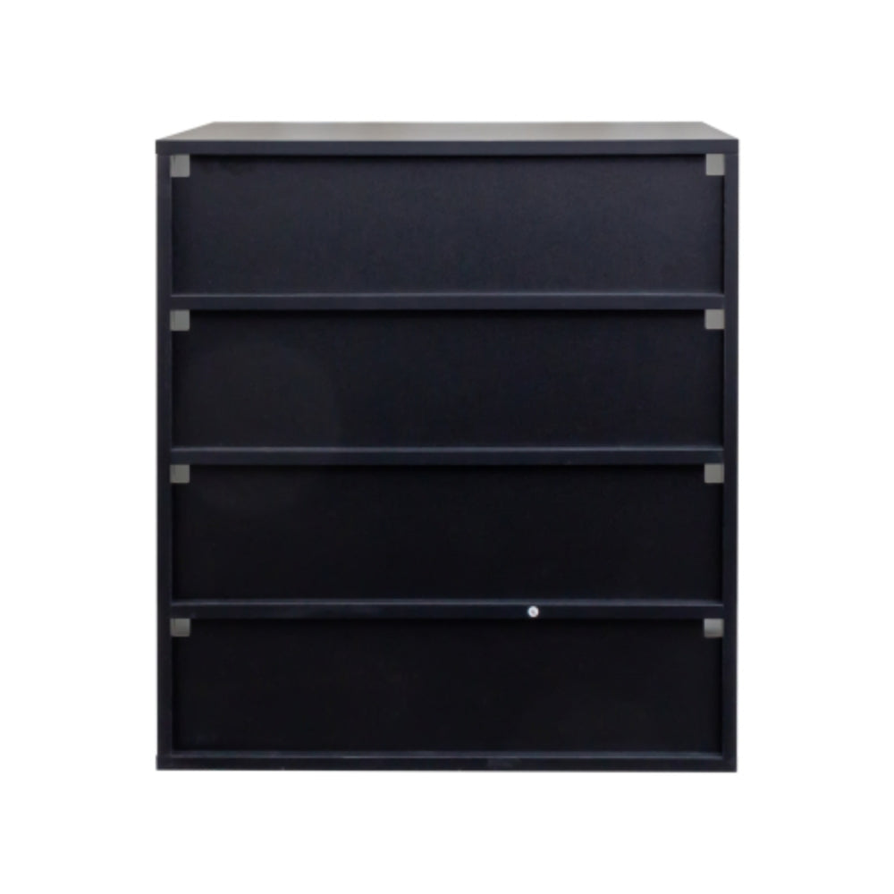 4 Tier RGB LED Shoe Box with Glass Door in Black