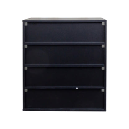 4 Tier RGB LED Shoe Box with Glass Door in Black