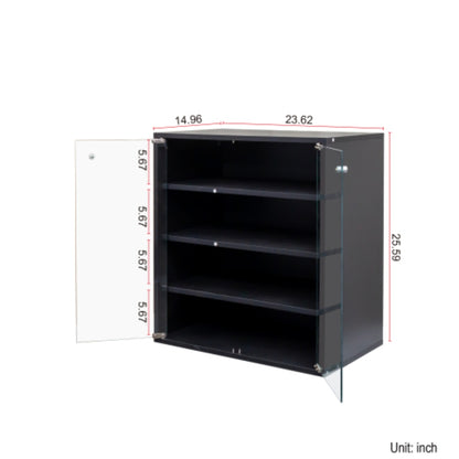 4 Tier RGB LED Shoe Box with Glass Door in Black