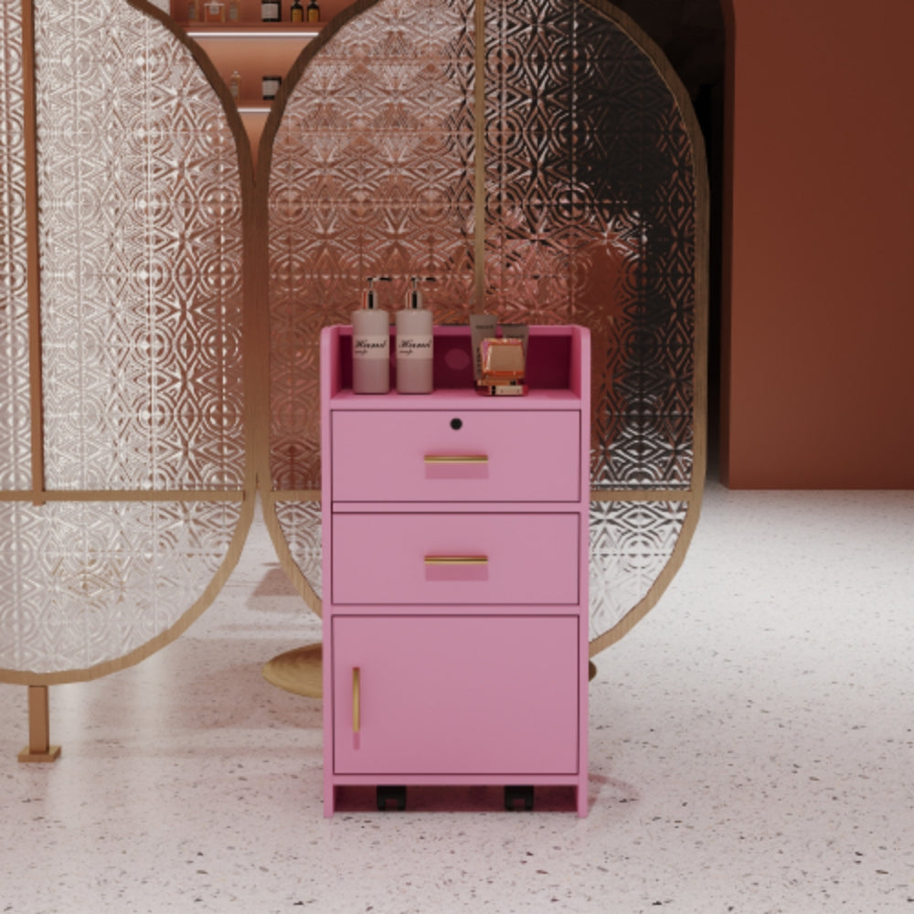Locking Beauty Salon Storage Cabinet Hair Dryer Holder with Drawer