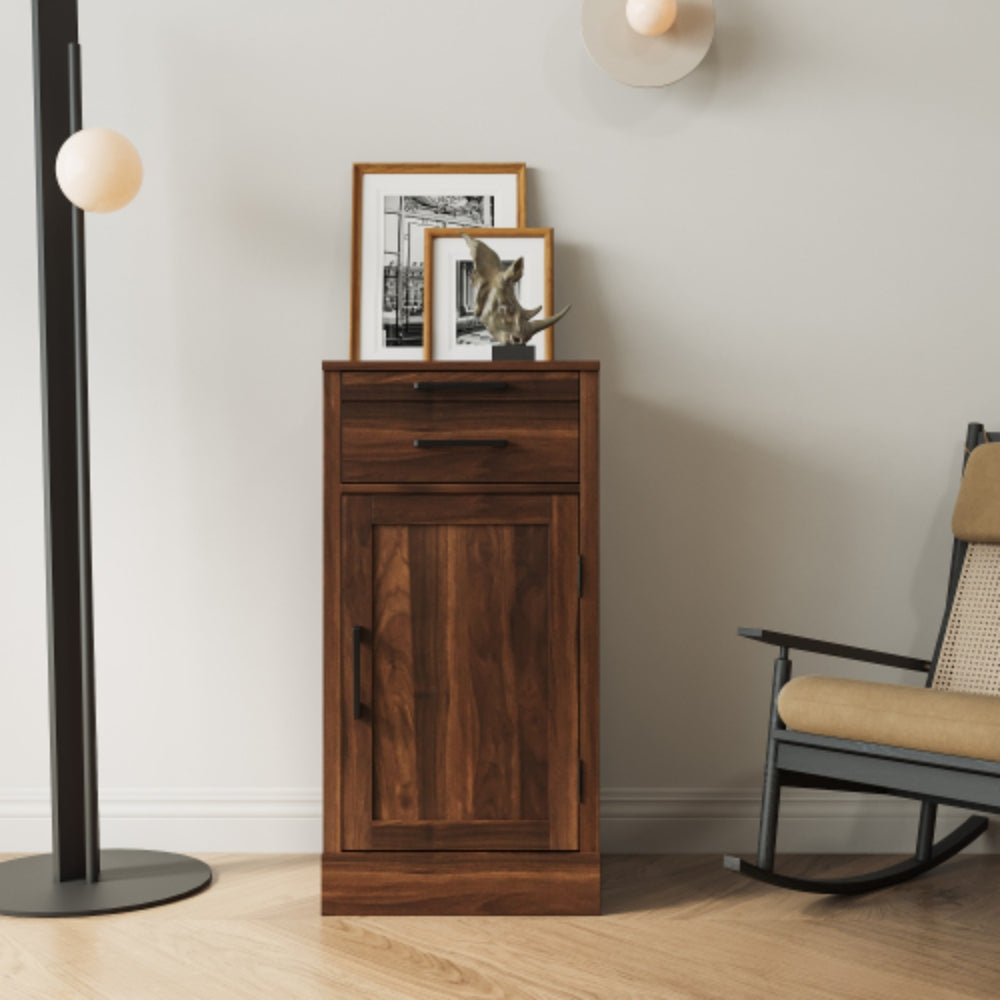 Stylish Brown Walnut Modular Wine Bar Cabinet with Hutch