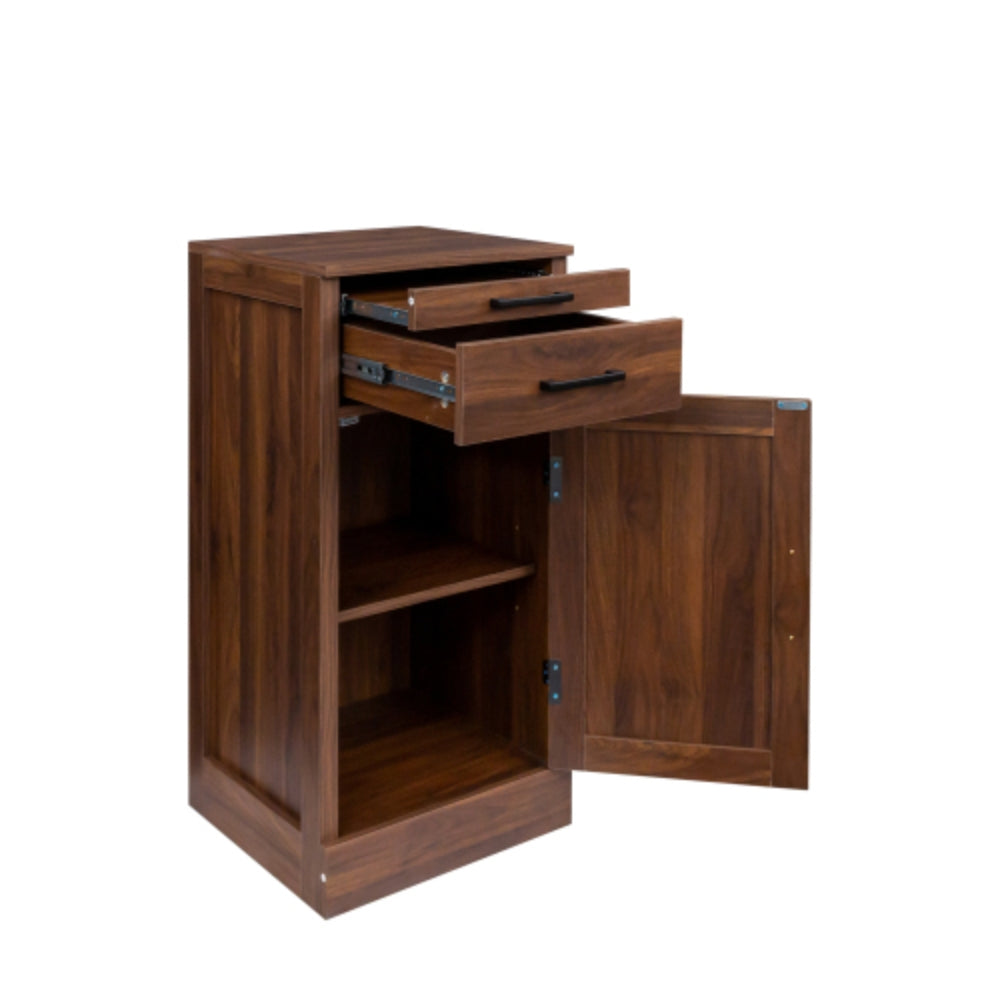 Stylish Brown Walnut Modular Wine Bar Cabinet with Hutch
