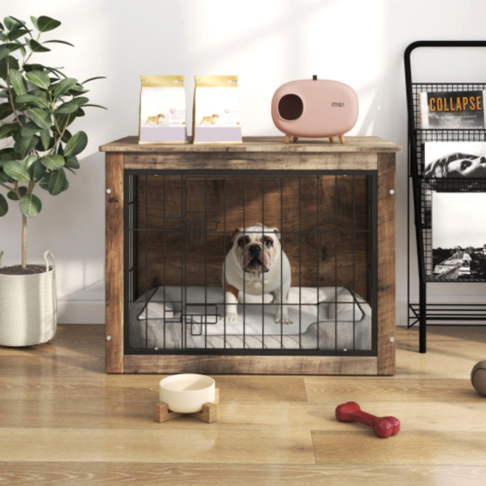 Medium Wooden Dog Crate with Double Doors
