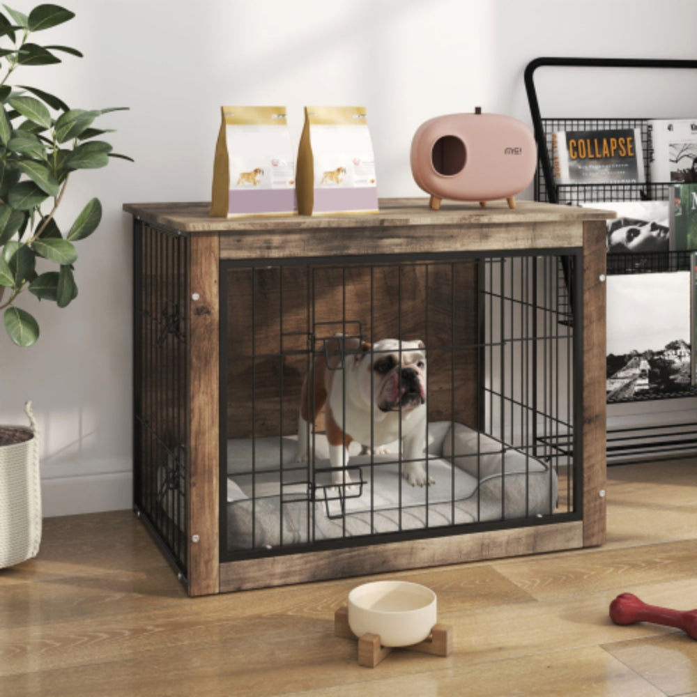 Medium Wooden Dog Crate with Double Doors