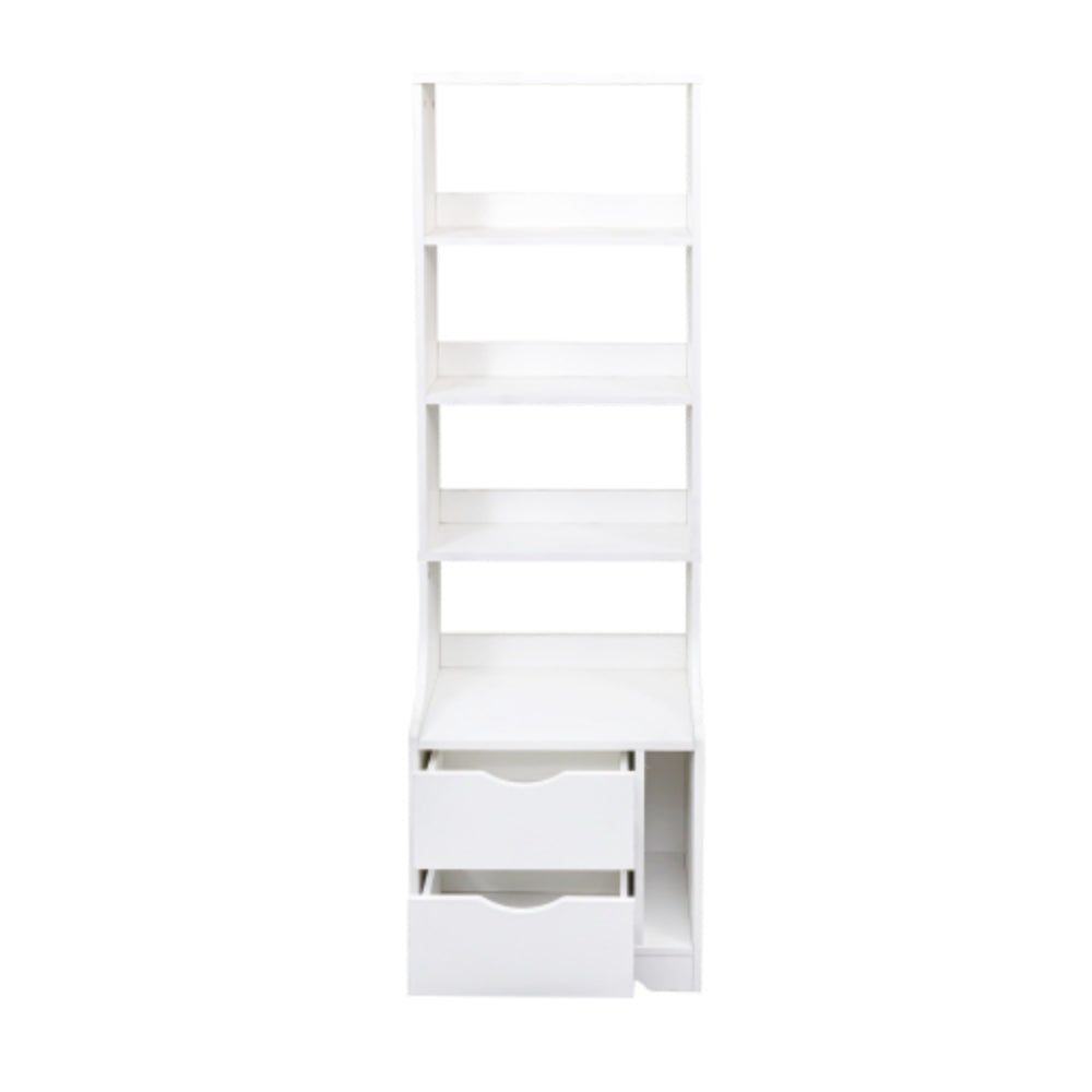 Modern Night Stand with Storage Drawers and Bookshelf