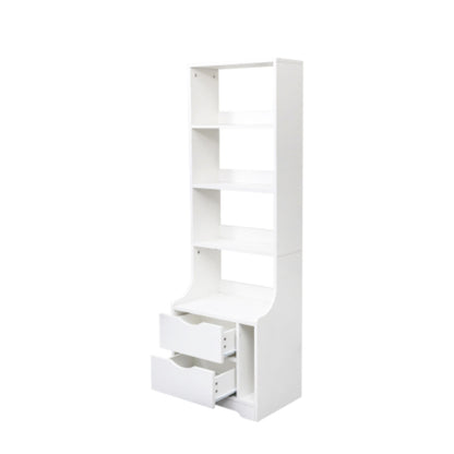 Modern Night Stand with Storage Drawers and Bookshelf