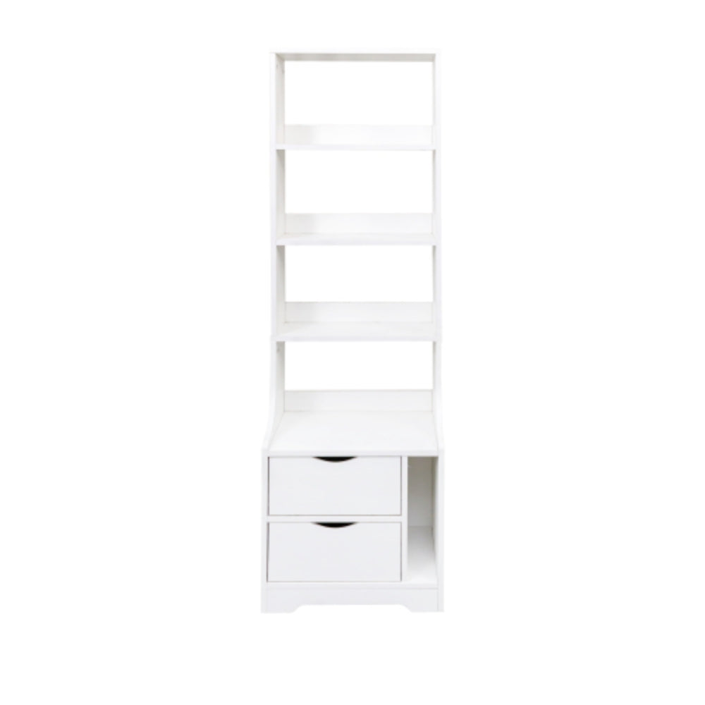 Modern Night Stand with Storage Drawers and Bookshelf
