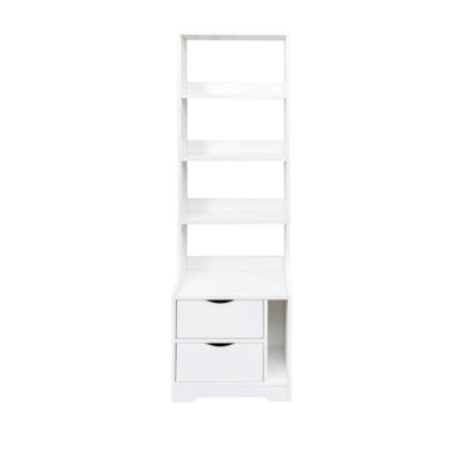 Modern Night Stand with Storage Drawers and Bookshelf