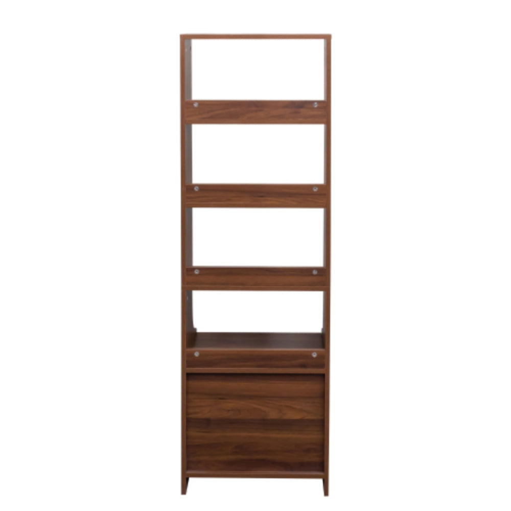 Nightstand with Bookshelf and 2 Storage Drawers