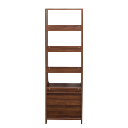 Nightstand with Bookshelf and 2 Storage Drawers