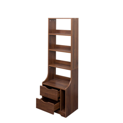 Nightstand with Bookshelf and 2 Storage Drawers