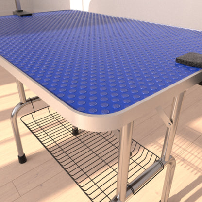 Adjustable Heavy Duty Dog Grooming Blue Table with Arm Noose and Mesh Tray