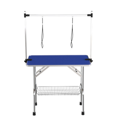 Adjustable Heavy Duty Dog Grooming Blue Table with Arm Noose and Mesh Tray