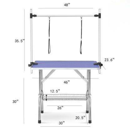 Adjustable Heavy Duty Dog Grooming Blue Table with Arm Noose and Mesh Tray