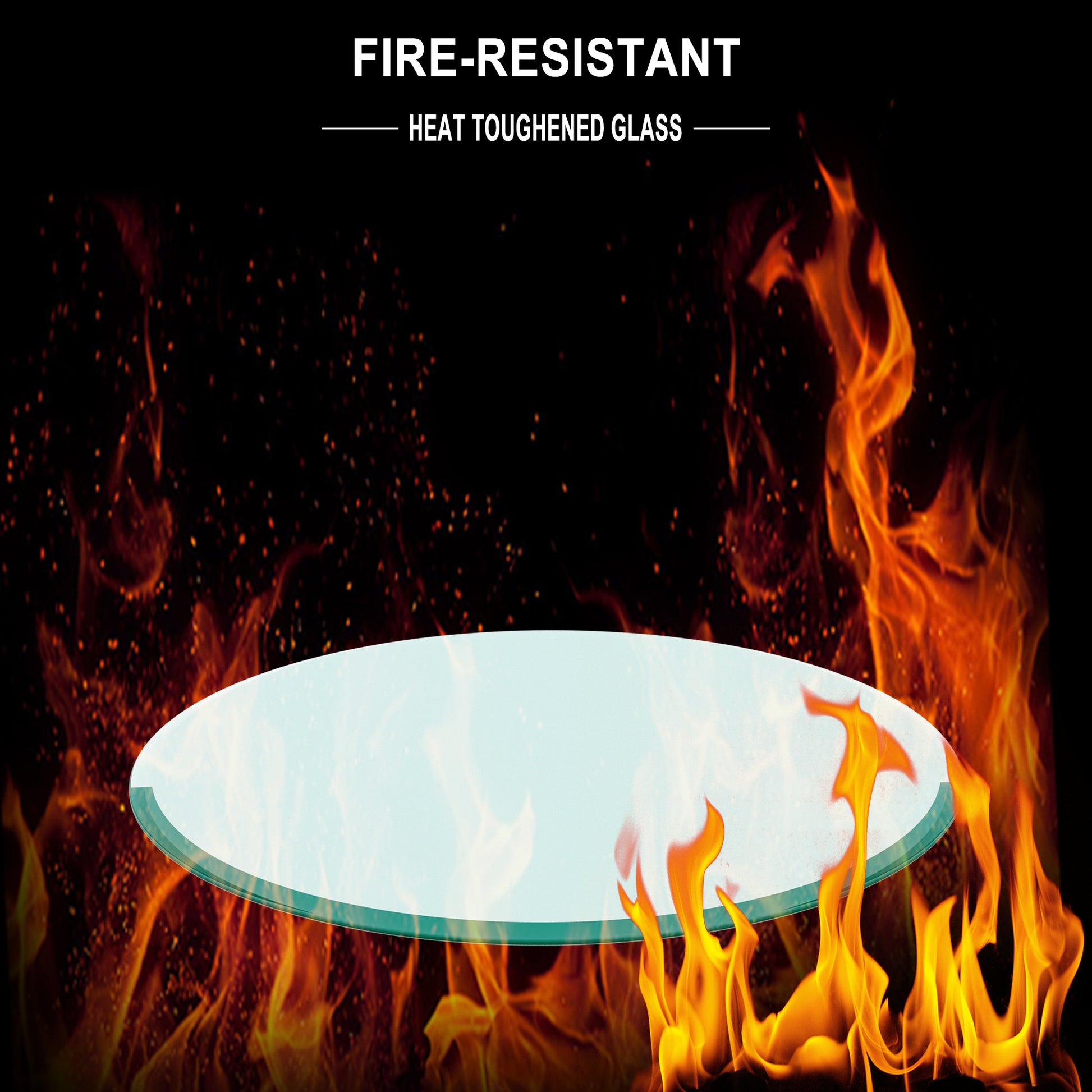 20 Inch Round Tempered Glass Table Top Thick Round Polished Edge