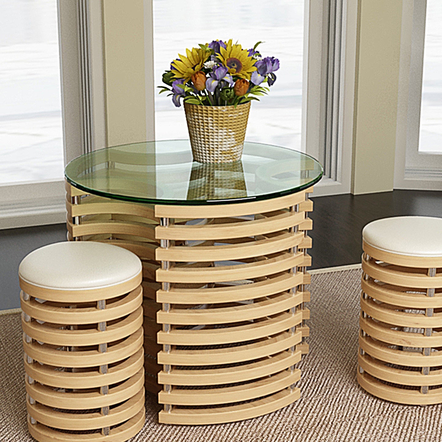 20 Inch Round Tempered Glass Table Top Thick Round Polished Edge