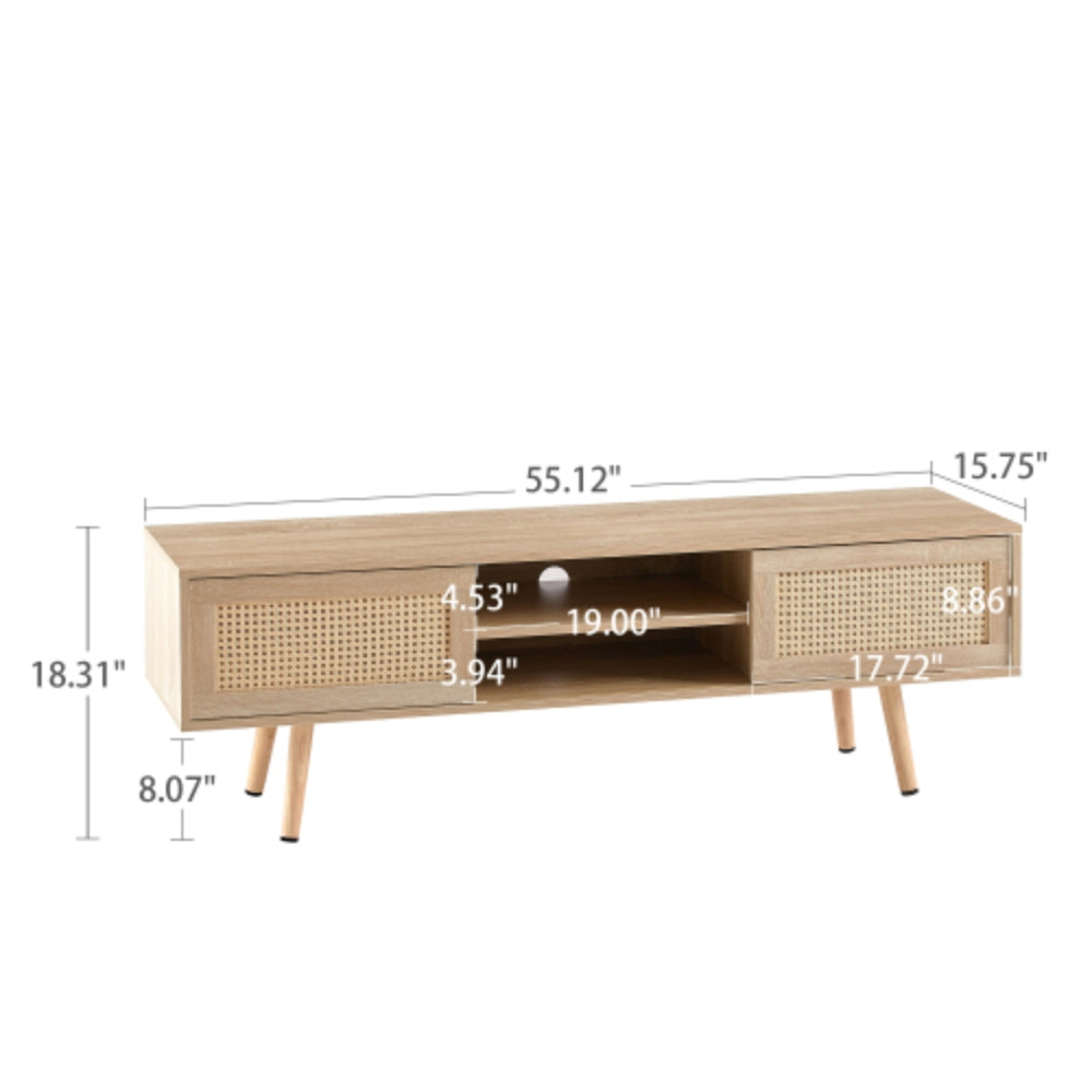 55.12 Inch Rattan TV Cabinet for Living Room