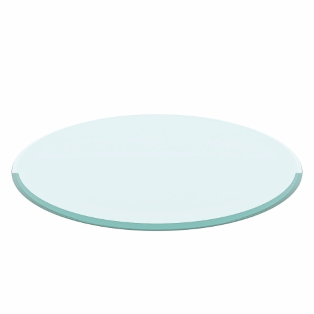 28 Inch Round Tempered Glass Table Top Clear Glass Beveled Polished Edge
