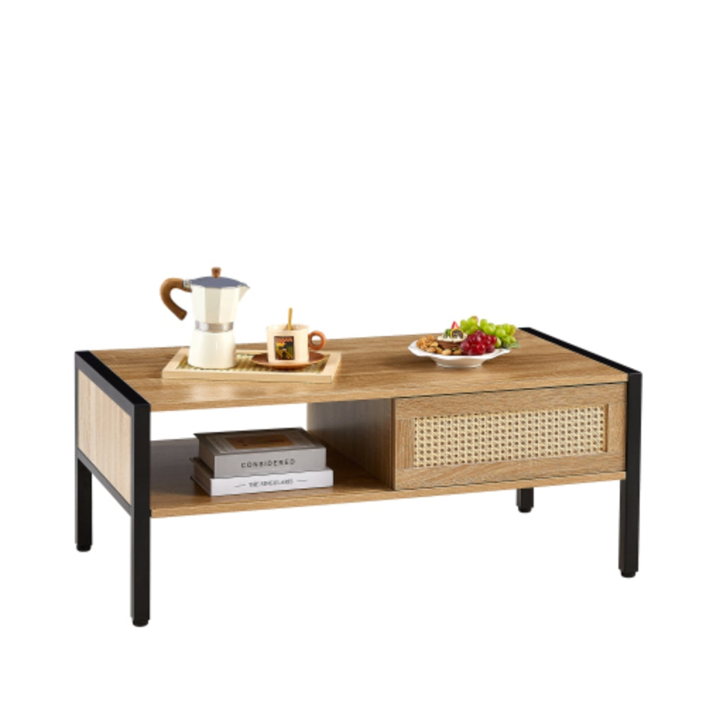 40.16 Inch Rattan Coffee Table in Natural Finish