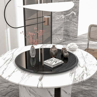 28 Inch Round Tempered Glass Table Top Black Glass Beveled Polished Edge