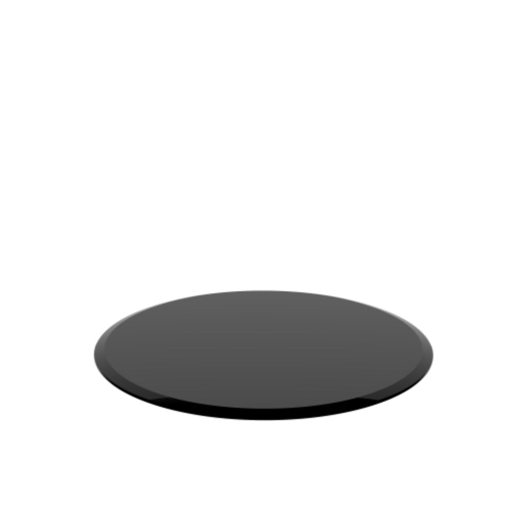 28 Inch Round Tempered Glass Table Top Black Glass Beveled Polished Edge
