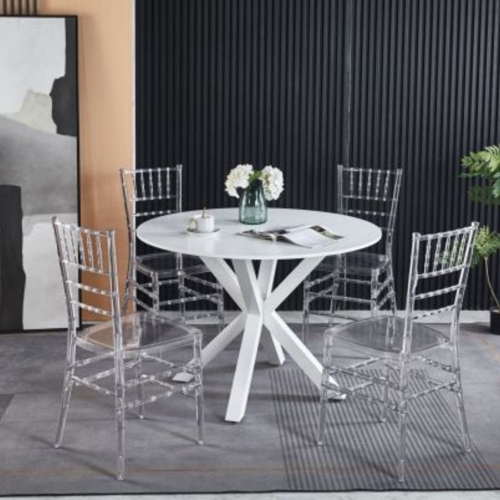 Set of 4 Welding Dining Chairs with Plastic Seats - Modern and Durable