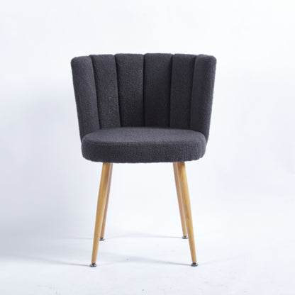Set of 2 Modern Gray Dining Chairs with Iron Tube Wood Legs and Cushioned Backrest