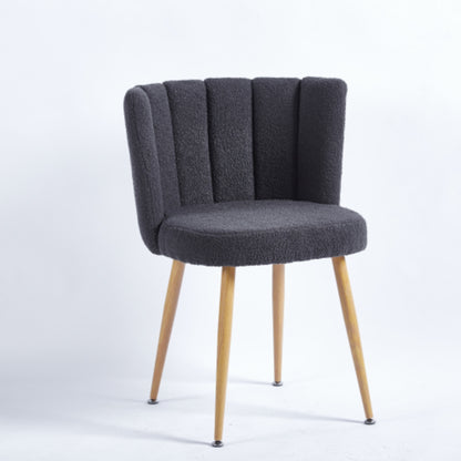 Set of 2 Modern Gray Dining Chairs with Iron Tube Wood Legs and Cushioned Backrest